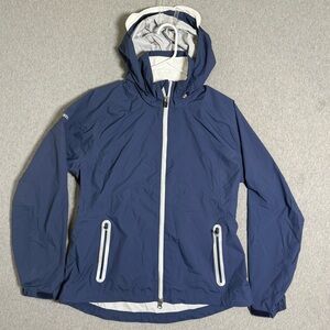 Zero Restriction Women’s Jacket L Blue Hooded Performance Golf Rain Large